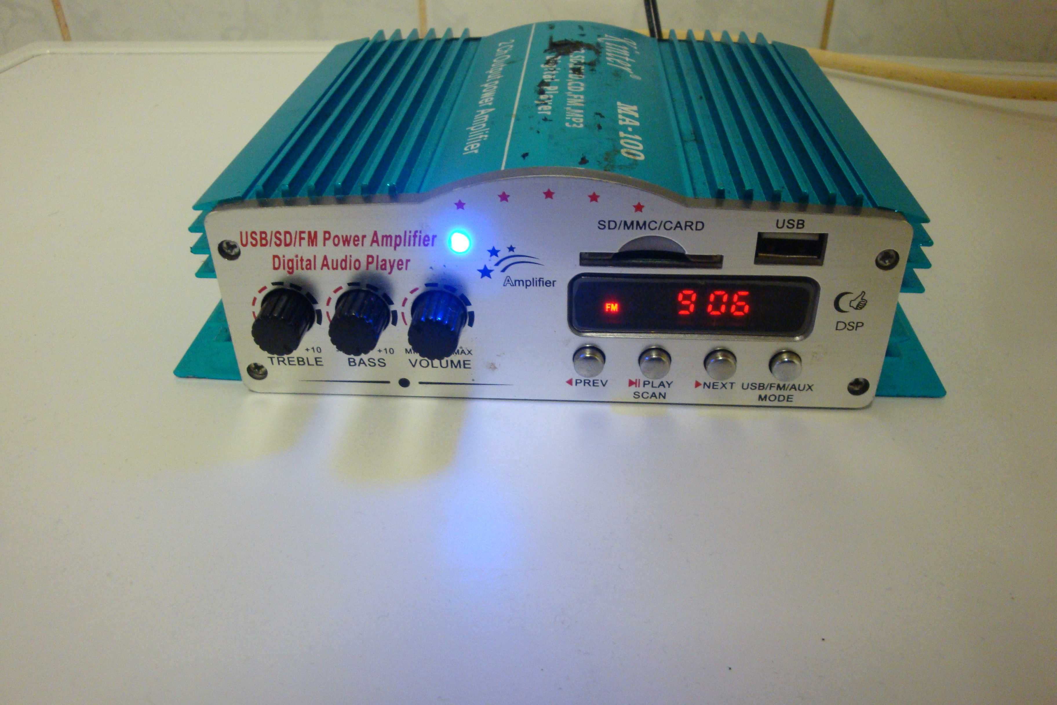 amplificator audio stereo cu radio fm card sd si usb