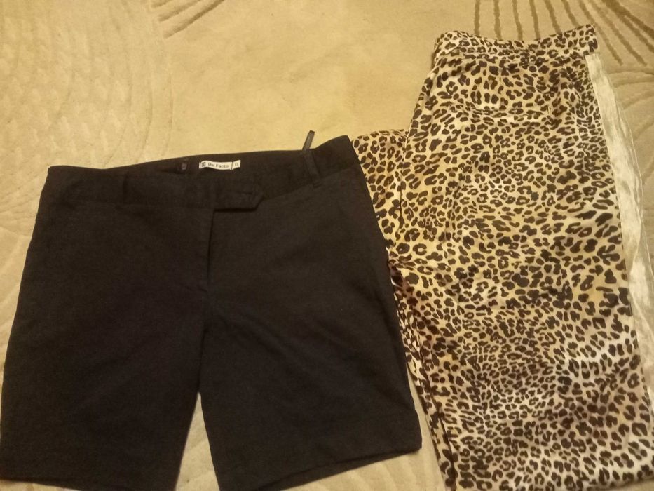 Pulover tricotat gri , fusta denim oliv - mărime 40, pantaloni scurti