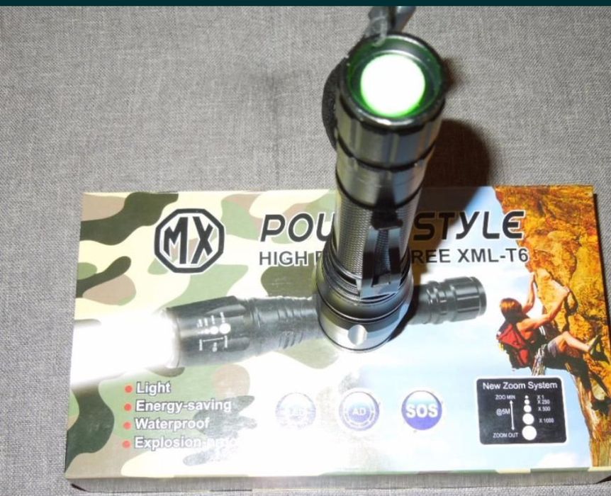 Lanterna cu Zoom si Led CREE XML-T6 + 2 Acumulatori + Incarcator