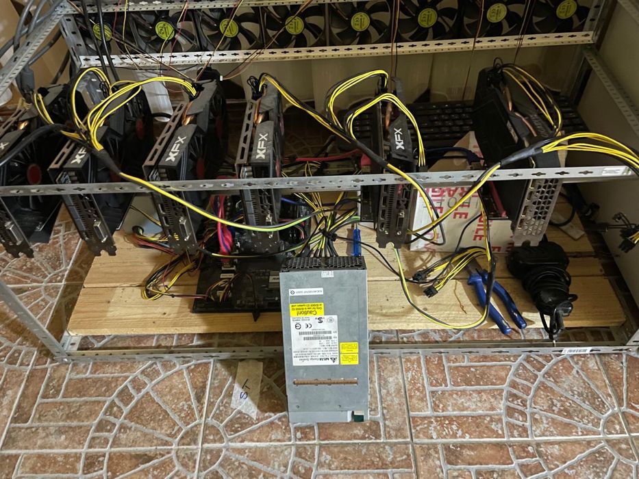 Rig mining 1xNvidia 1660TI, AMD 4xRX580 8Gb si 2xRX470 8Gb