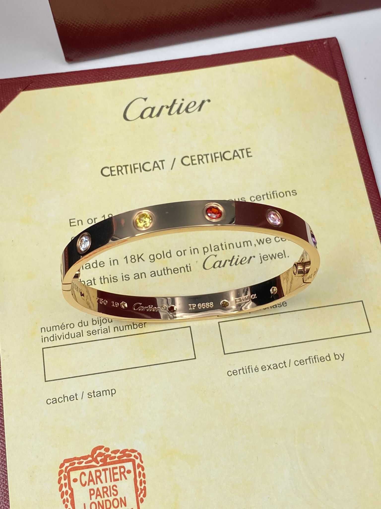 Brățară Cartier LOVE 19 Aur Rose 18K cu 10 Diamante