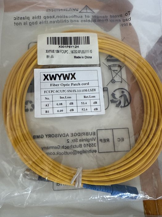 Cablu Patch Fibra Optica 10m XWYWX SM SX/DX LSZH 3.0mm / SC ST LC FC