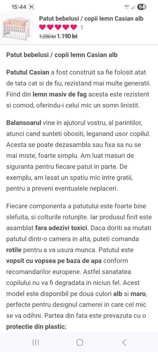 Pătuț copii Casian