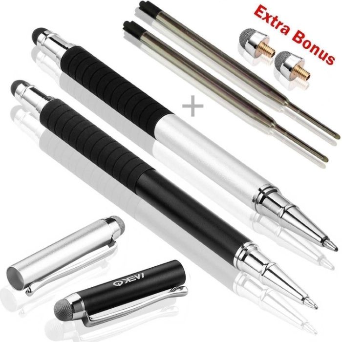 2x Stylus universal 3 in i, MEKO, capacitiv, premium, negru/argintiu