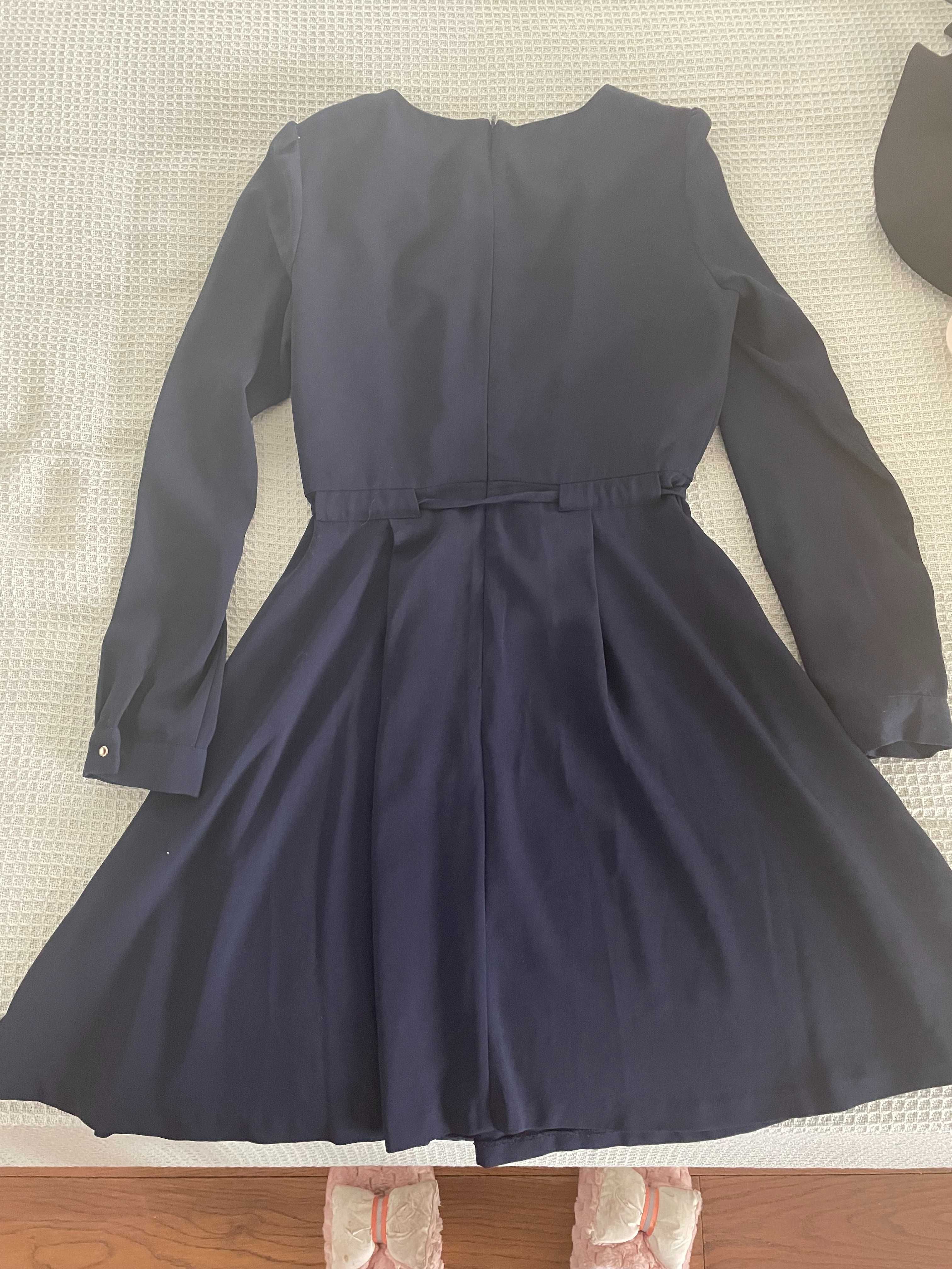 Тъмно синя рокля с дълъг ръкав Reserved, размер 38