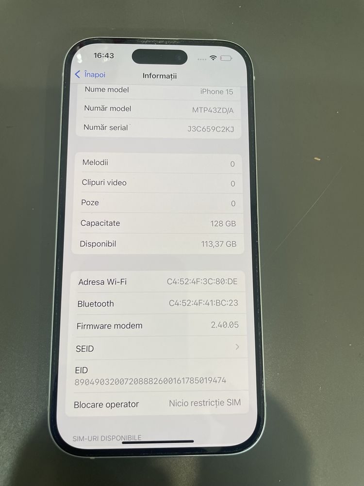IPhone 15 128 Gb 88% Baterie Garantie #41292