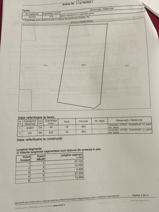 Teren intravilan 2517 mp la 29 km de Iasi,drum asfaltat