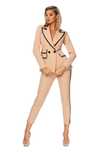 Costum elegant BBY de nunta botez cununie bej / nude / roz