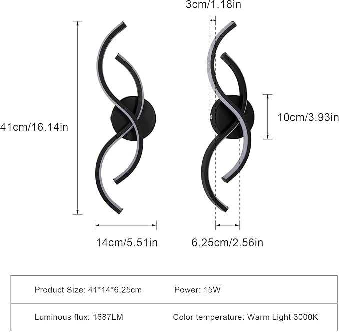 LED Стенна лампа 15W 3000K топла светлина