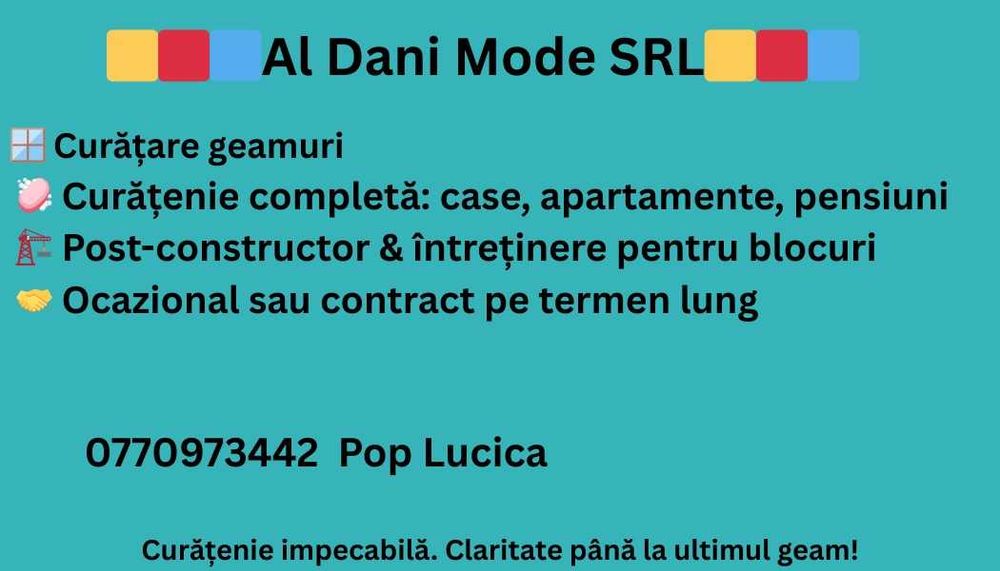 Curățenie generală apartamente, case, birouri, spații comerciale .