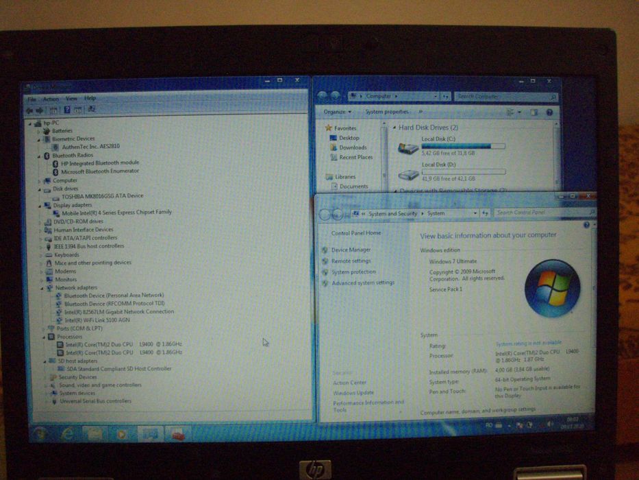 HP EliteBook 2530p 12" L9400 4Gb RAM 80 GB HDD