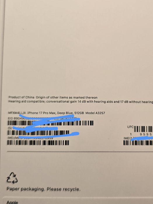 iPhone 17 Pro Max – Blue, 512GB – Sigilat