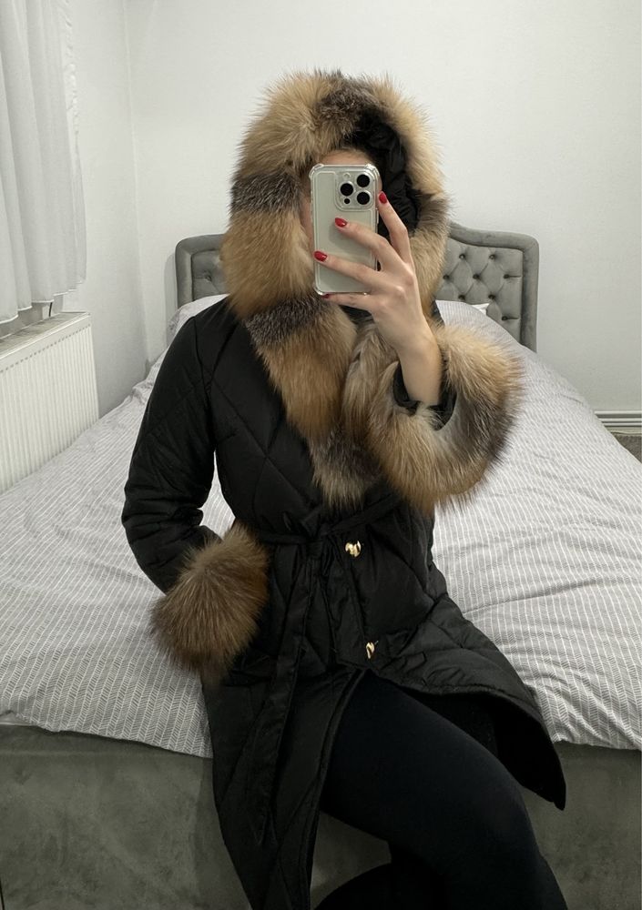 Geaca parka blana naturala