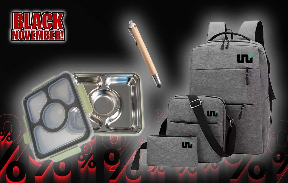 Раница, бенто кутия и химикал - ЧЕРЕН МЕСЕЦ