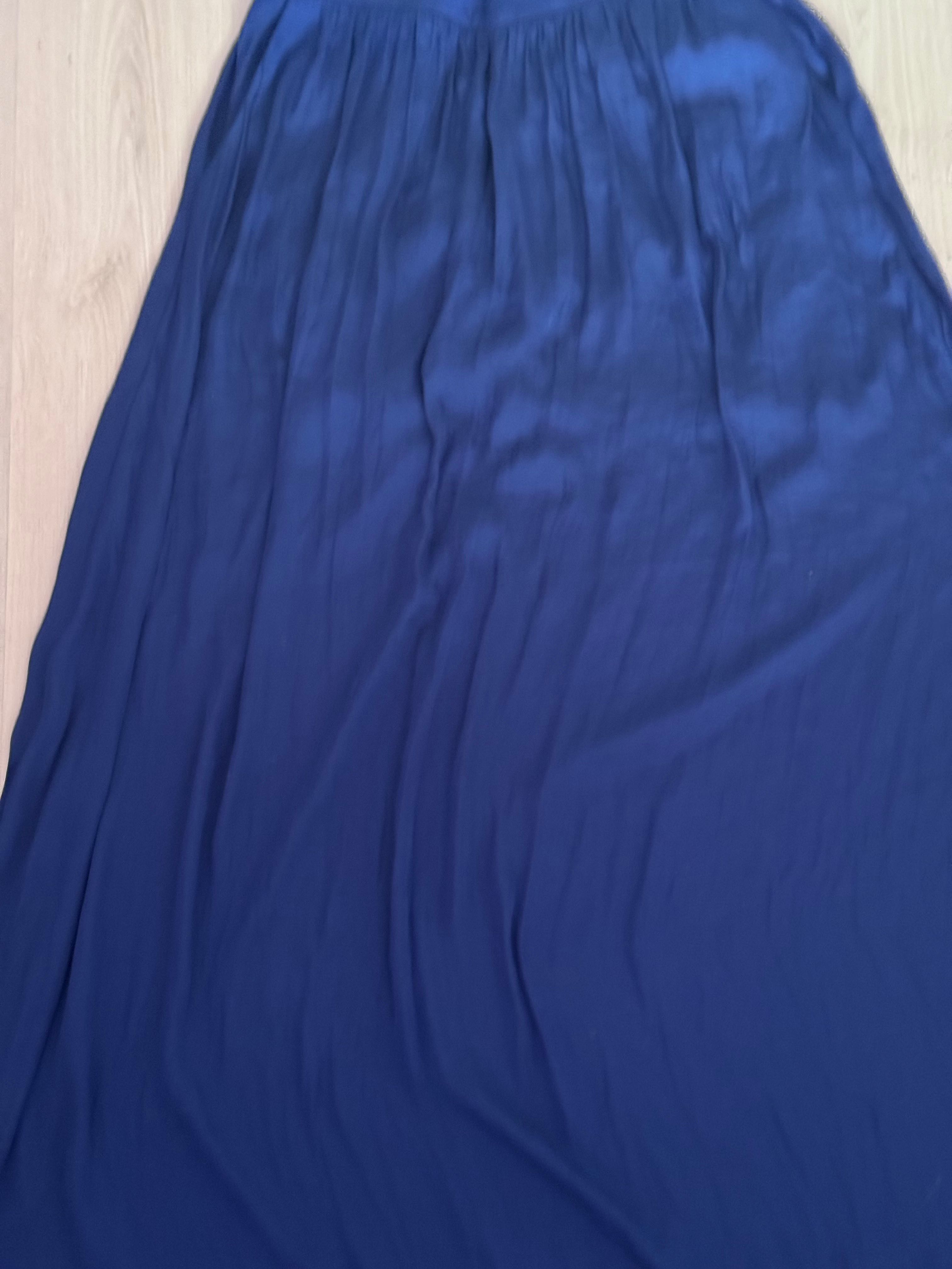 Fusta maxi din satin albastru cobalt Orsay