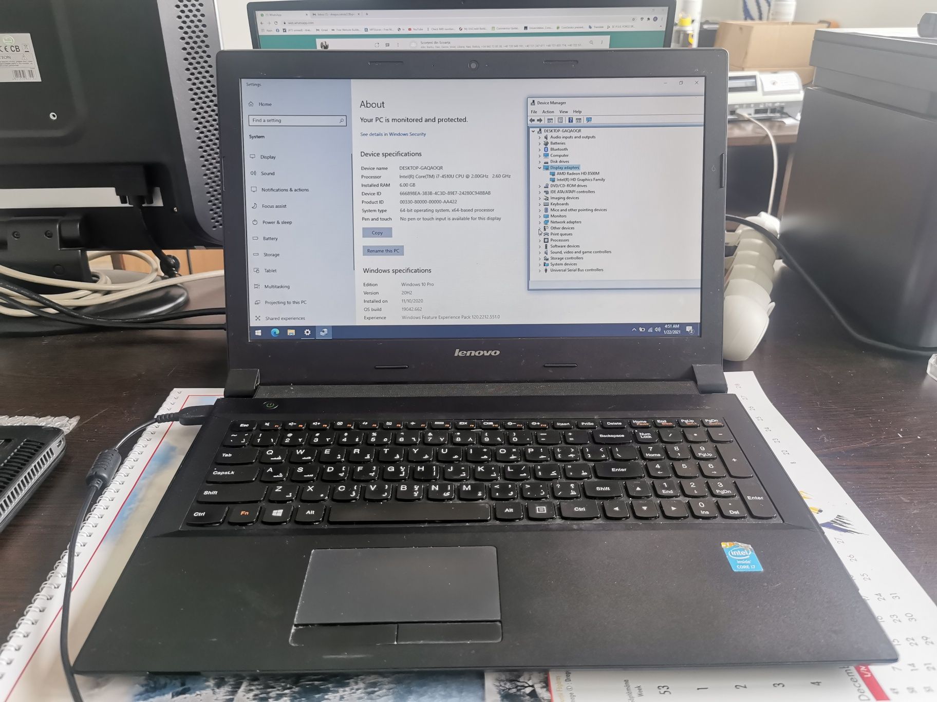 Laptop Lenovo G50-70, i7 4510u, 8 GB ram, ssd 120 Gb