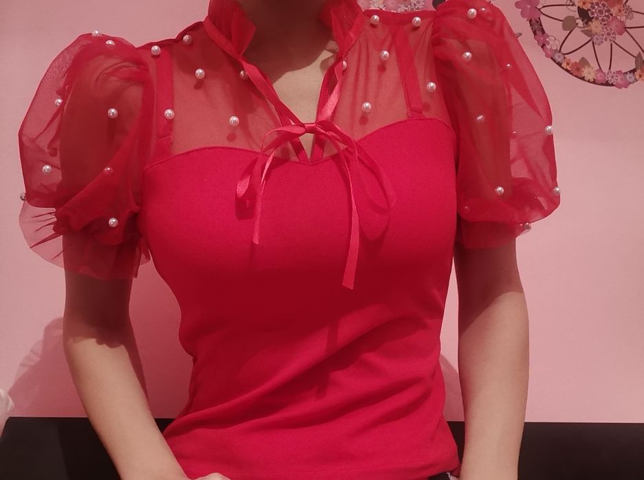 Bluze elegante roșu/negru