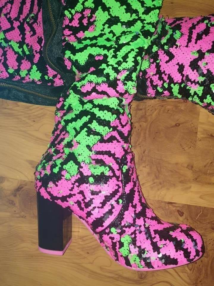 Cizme overknee din paiete Irregular Choice