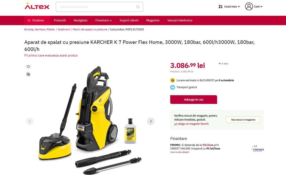 Aparat de spalat cu presiune KARCHER K 7 Power Flex Home, 3000W