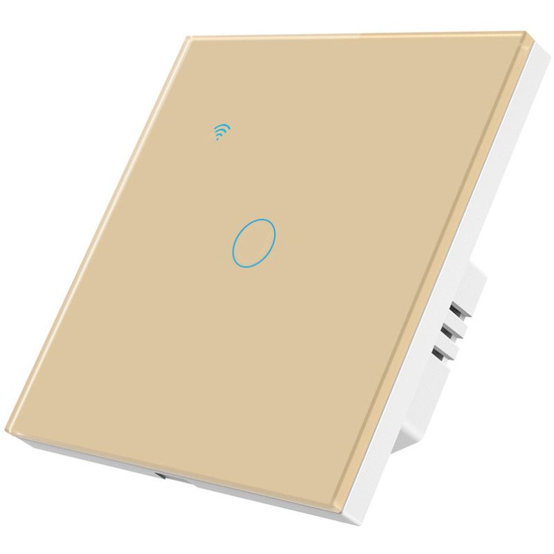 Intrerupator smart touch cap scara/cruce iUni 1F, WiFi, LED, Gold