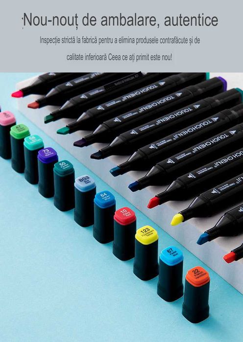 Set de carioci multicolore, cu baza de alcool, Cap dublu 1mm-6mm,