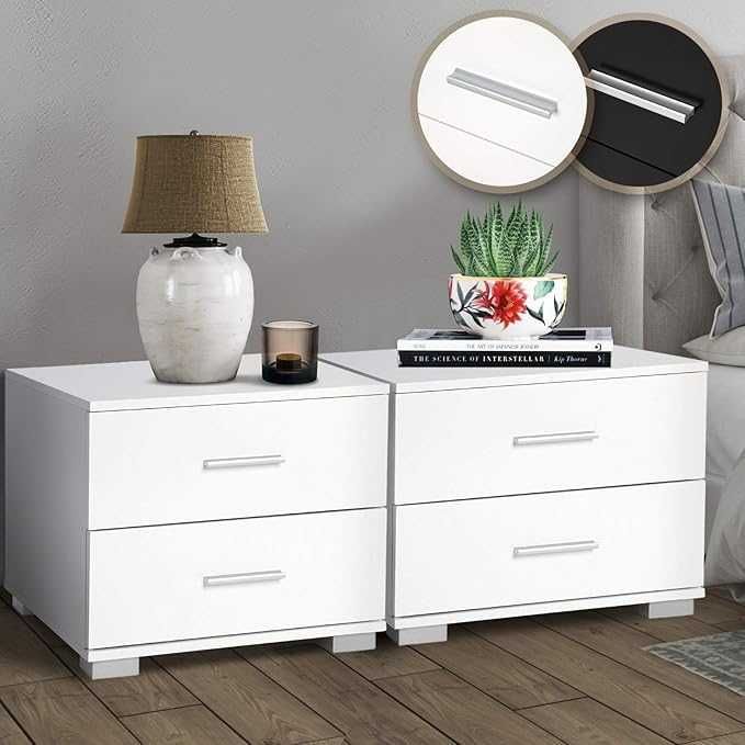 MIADOMODO Комплект от 2 нощни шкафчета - 40x40x35 см, бели