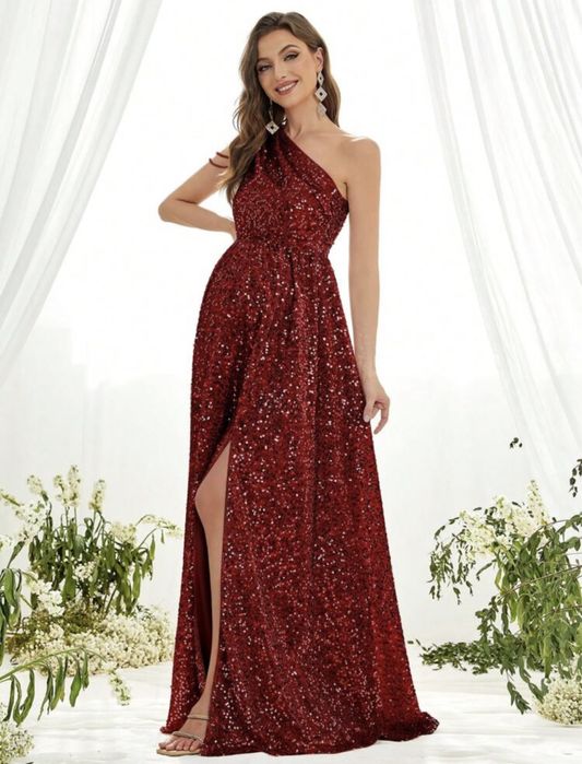 Rochie eleganta rosie cu paiete marimea S