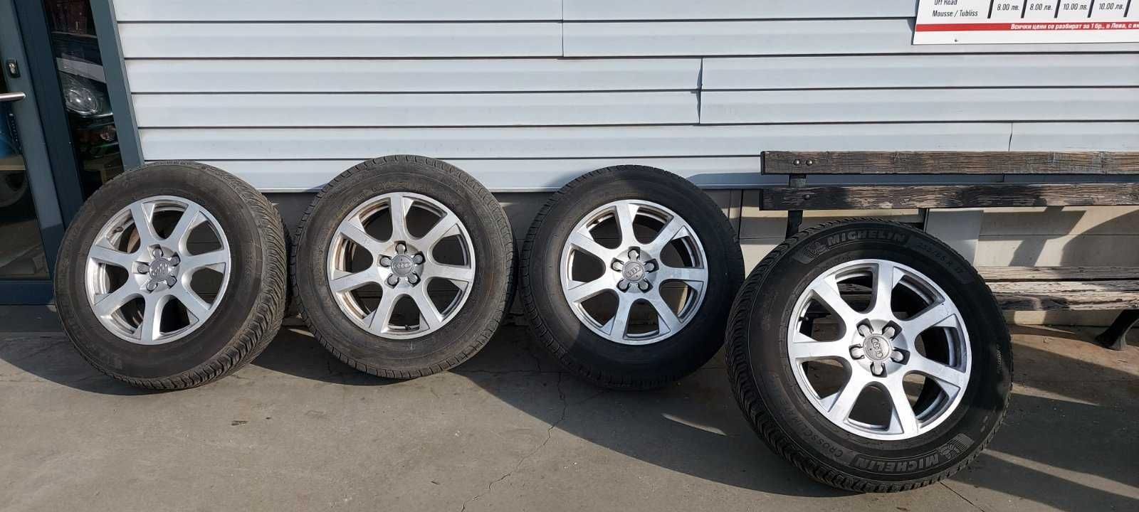 4 броя оригинални алуминиеви джанти с гуми за Ауди 17 цола 5х112