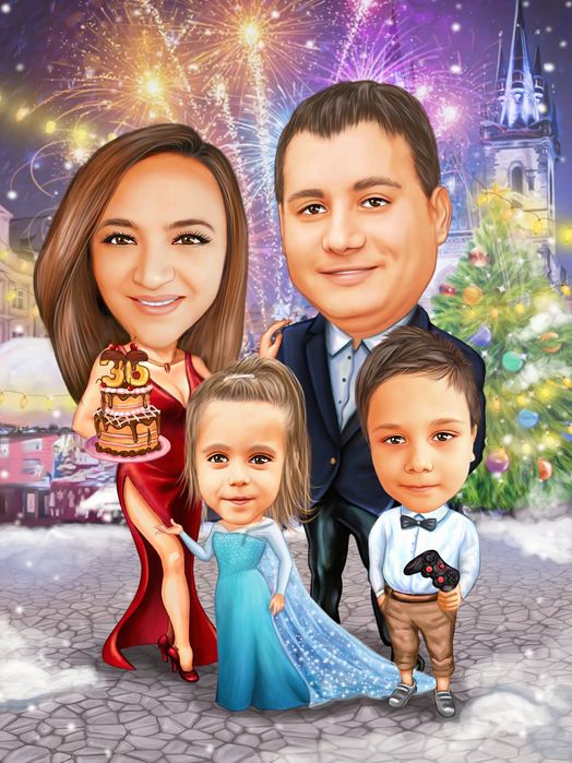 Коледен подарък за семейство и приятели – персонална карикатура