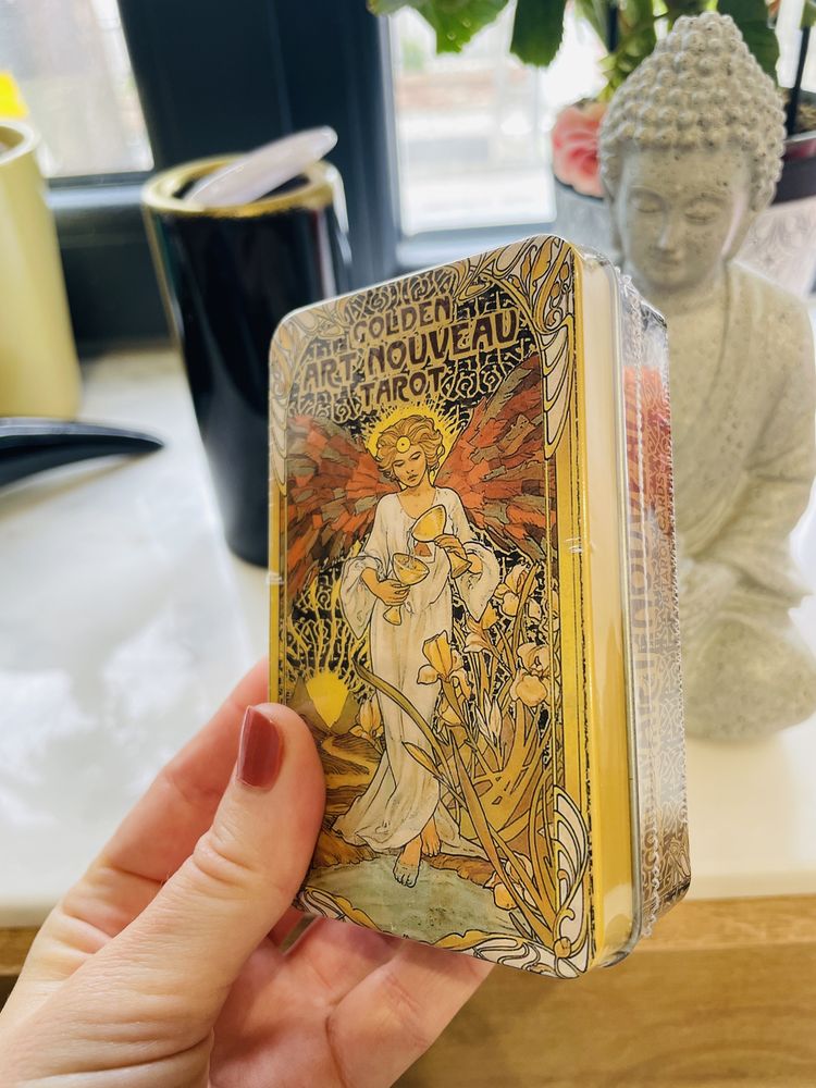 Cărți tarot cu margini aurii Art Nouveau