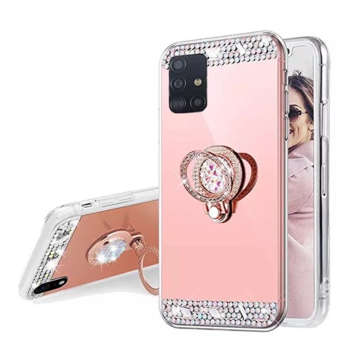 Husa oglinda cu pietricele + inel pt. Samsung Galaxy A03 , A04s , A31