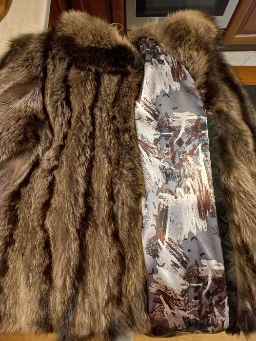 Кожено дамско палто от енот НАМАЛЕНО