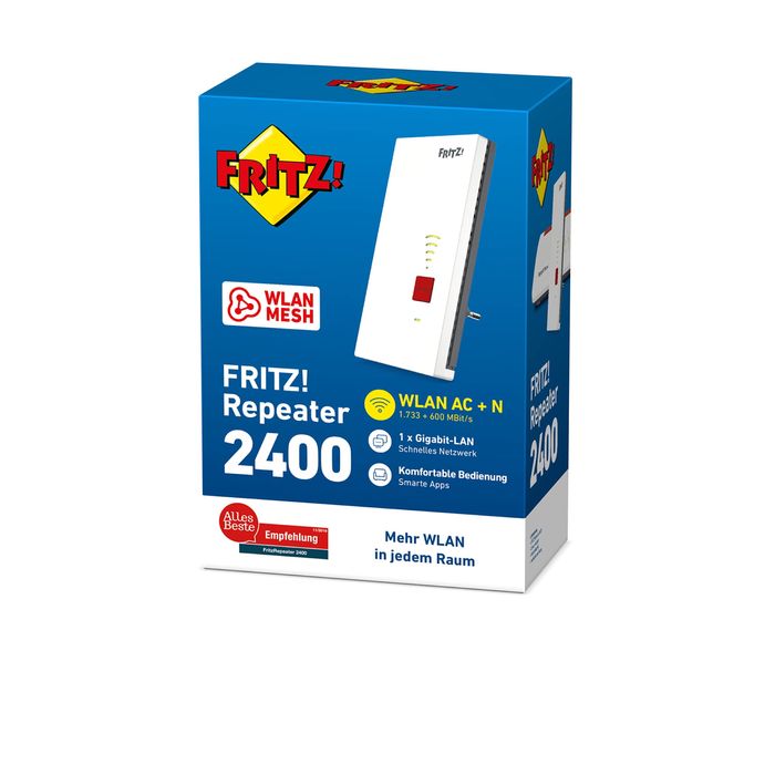 AVM FRITZ!WLAN Mesh Репийтър 2400 Двойна WLAN AC+N/1733 MBit/s(5 GHz)