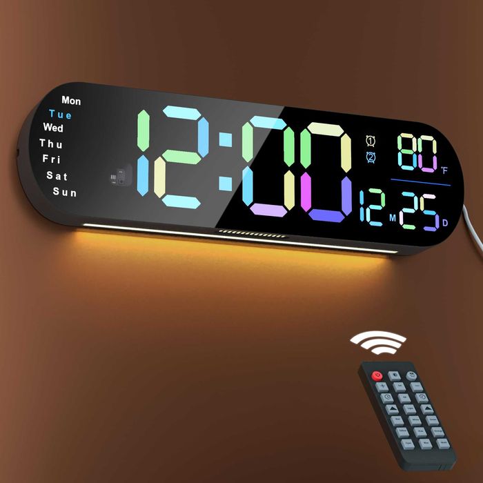 LED RGB настенные часы с пультом. LED Soat chiroq o'zgaruvchan- pultli