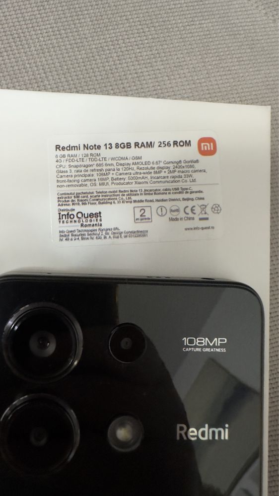 Xiaomi Redmi Note 13, Dual SIM, 256GB, 8GB RAM, 4G, Midnight Black