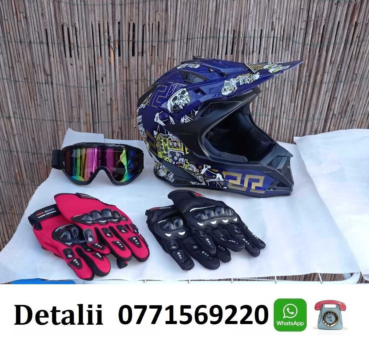 Casca moto enduro downhill atv bicicleta cross ochelari manusi