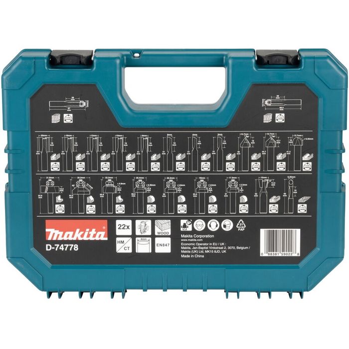 Makita - D-74778 Set 22 freze pt lemn. Cutite frezat. Cutter
