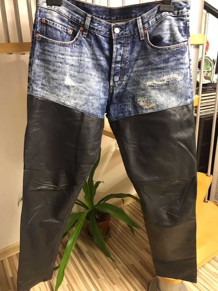 Pantaloni Levi’s blugi cu piele naturala