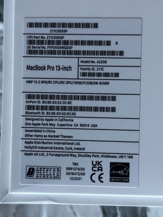 Macbook Pro 13- inch 16GB Ram 512GB