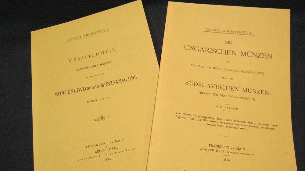 Lot 2 cataloguri/Numismatica/ COLLECTIO MONTENUOVO,pentru cunoscatori