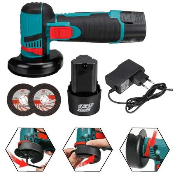 Mini Polizor Flex Electric cu 2 BATERII 12V Disc 76MM + 6 DISCURI