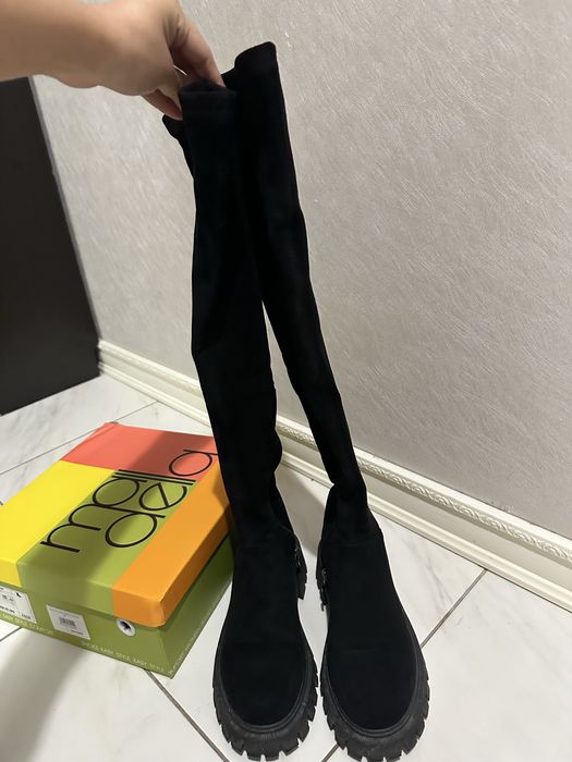 Ботфорты черные, замшевые