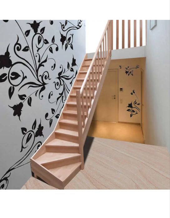 Vand Scara de Interior din Lemn de Brad 13 trepte cu balustrada