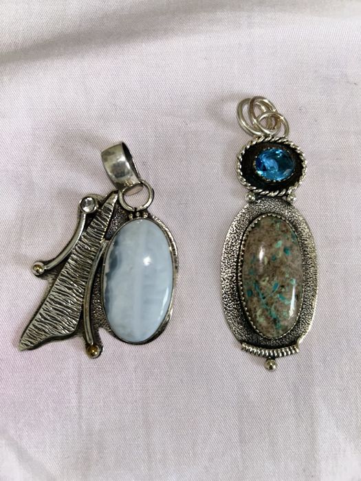 Серебряные кулоны из Агата и Яшмы