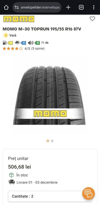 2 buc anvelope pirelli 195 55 r16 dot 2023
2buc anvelope MOMO