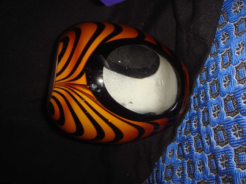 Ваза старинная Чехия СССР леопардовая расцветка 3 линзы увеличительная