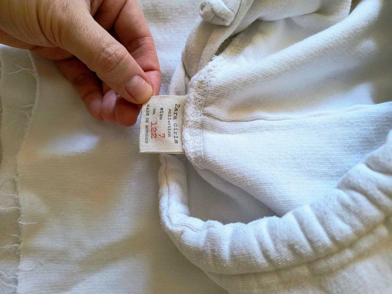 Бял памучен суитшърт crop hoodie Zara за момиче, 122