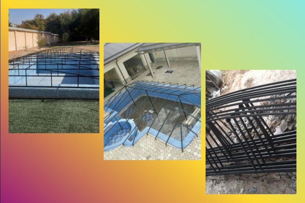 Баннер бассен навес метал канутурся установка киламиз