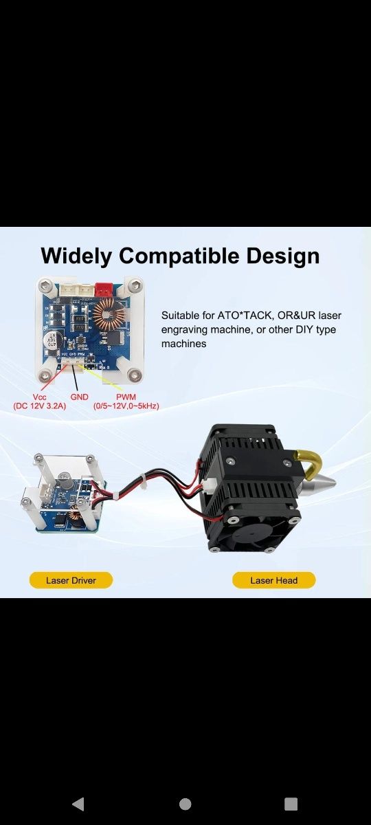 Modul compact gravare laser 80W (10W putere optica) Air assist 12 volt