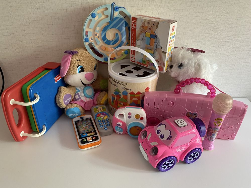 Детски играчки-куче, дистанционно,книга-сортер Fisher Price, Barbie